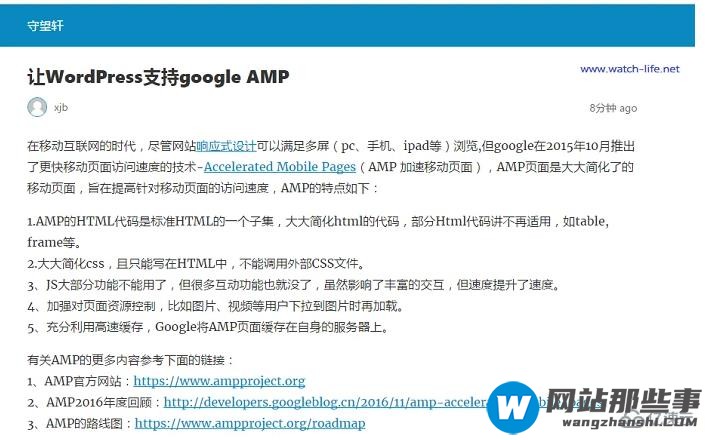 WordPress中怎么支持google AMP