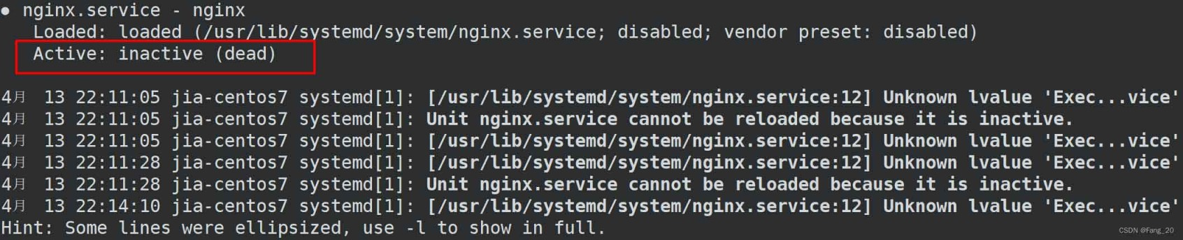 解决systemctl reload nginx重启Nginx服务报错:Job for nginx.service invalid问题